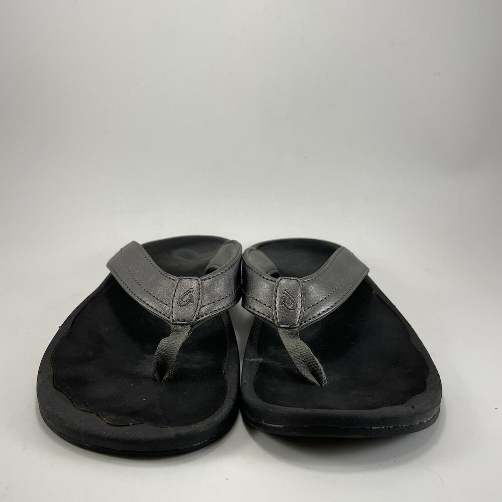 Olukai Ohana Womens Size 7 Black Gray Flip Flop Sandals Comfort Beach Hawaiian - Picture 2 of 9